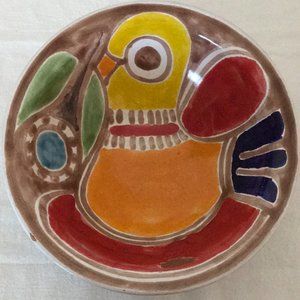 VINTAGE DeSimone Italian Ceramic Clay Painted Large Pasta Bowl with Bird